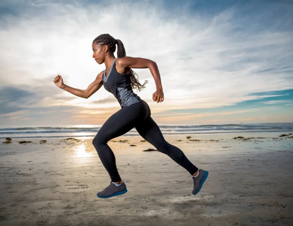 running woman on beach
